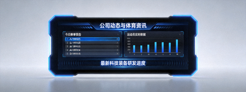 公司动态与体育资讯配图 - 现代体育科技数据展示屏幕